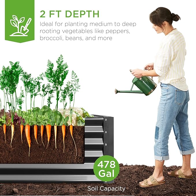 Best Choice Products 8x4x2ft Outdoor Metal Raised Garden Bed, Deep Root Planter - Image 3
