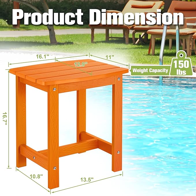 Y&M Outdoor Side Table, HIPS Adirondack Small Single Table, Waterproof Square - Image 3