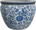 Red Lantern 12" Floral Blue & White Porcelain Fishbowl Planter or Cachepot by RedLantern