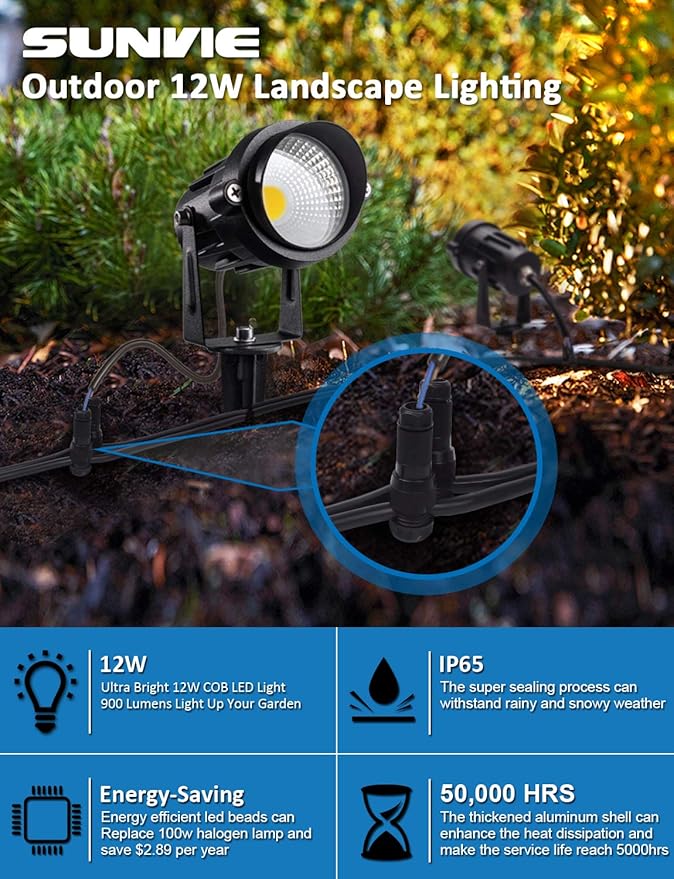 SUNVIE 12W Low Voltage LED Landscape Lights - Image 6