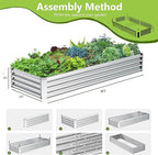 2PCS 8x2x1FT Galvanized Raised Garden Bed, Galvanized Planter Raised Garden - Image 4