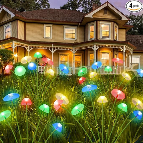 4PK 32LED Solar Garden Lights Outdoor, Mushroom Solar Lights Outdoor, IP65 by KAQ