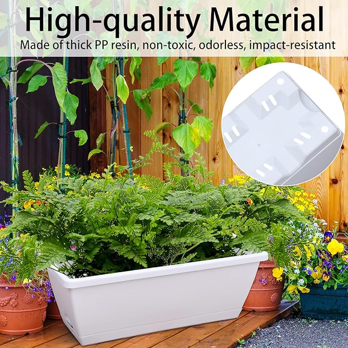 Window Box Planter, 7 Pack Plastic Vegetable Flower Planters Boxes 17 Inches - Image 4