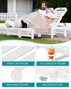 SERWALL Outdoor Chaise Lounge Set of 6, HDPE Pool Lounge Chair - Image 4