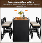 Yaheetech 7 Piece Patio Dining Set Outdoor Acacia Wood Bar Table and Chairs - Image 8