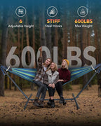 Double Hammock with Space-Saving Steel Stand, 2 Person Heavy-Duty Hammock - Image 3