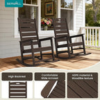 SERWALL Outdoor Rocking Chair Set of 4, Oversized HDPE Patio Rocking Chair - Image 9