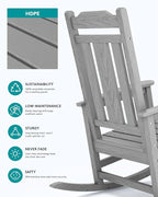 SERWALL Oversized Rocking Chair Set of 4 Outdoor, HDPE Outdoor Rocking Chair - Image 4