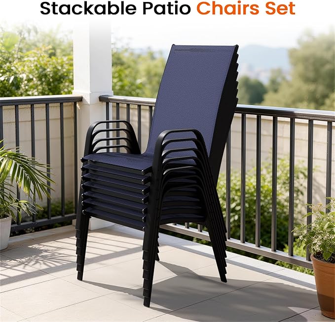 JEAREY Patio Dining Chairs Set of 4, Outdoor Stackable Dining Furniture Set - Image 7