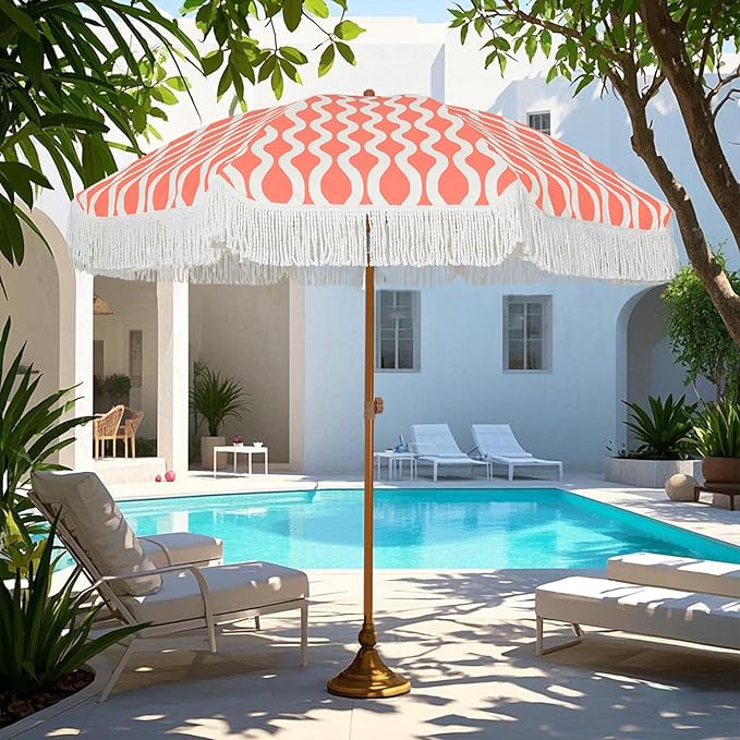 AMMSUN 7ft Patio Umbrella with Fringe Outdoor Tassel Umbrella UPF50+ Premium - Image 4