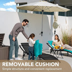 Devoko Patio Chaise Lounge Sets Outdoor Rattan Adjustable Back 3 Pieces - Image 7
