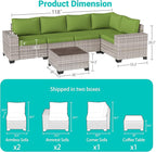 6-Piece Outdoor Patio Furniture Set Wicker Sectional Sofa Set, Patio - Image 6