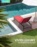 Outdoor Lounge Chairs Set of 2, Aluminum Patio Chaise Lounge Chairs - Image 2