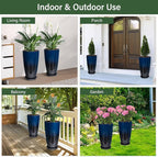 Set of 2 Lightweight Ceramic-Look Tall Planter, 21 inch Large Plastic Planter - Image 6