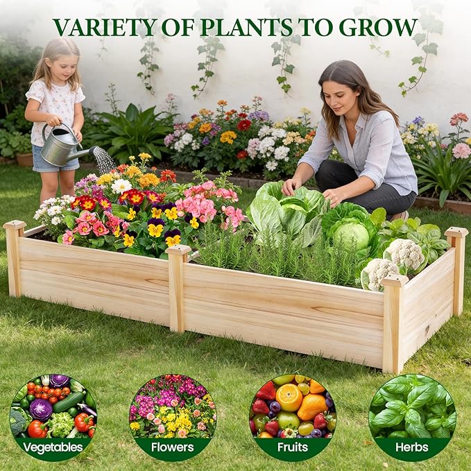 MIXC 8×2ft Wooden Horticulture Raised Garden Bed Divisible Elevated Planting - Image 6