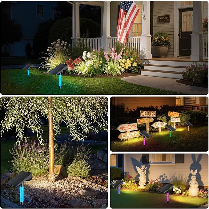 intelamp Solar Spot Light Outdoor Waterproof, 4000mAh RGB + 3 Color LED - Image 7