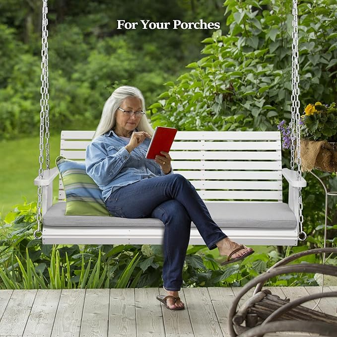 VINGLI Heavy Duty 880 LBS Patio Wooden Porch Swing Outdoor - Image 2