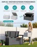 SERWALL HDPE Outdoor Storage Bench, All-Weather, UV-Resistant Deck Box - Image 5
