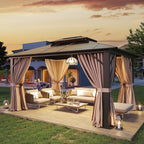 Aoxun 10'x12' Hardtop Gazebo, Aluminum Frame Permanent Pavilion by Aoxun