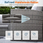Wisteria Lane 5 Piece Patio Furniture Set, Wicker Outdoor Patio Conversation - Image 4