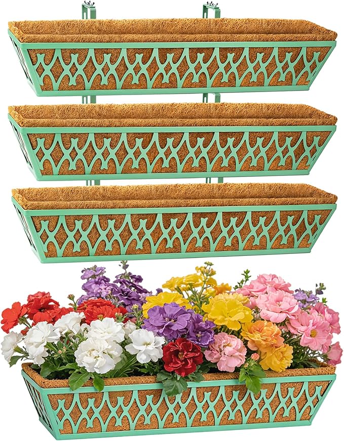 4 Pack 30 Inch Window Boxes Planters Railing Planter Box by KarlliuHOMEGARDEN