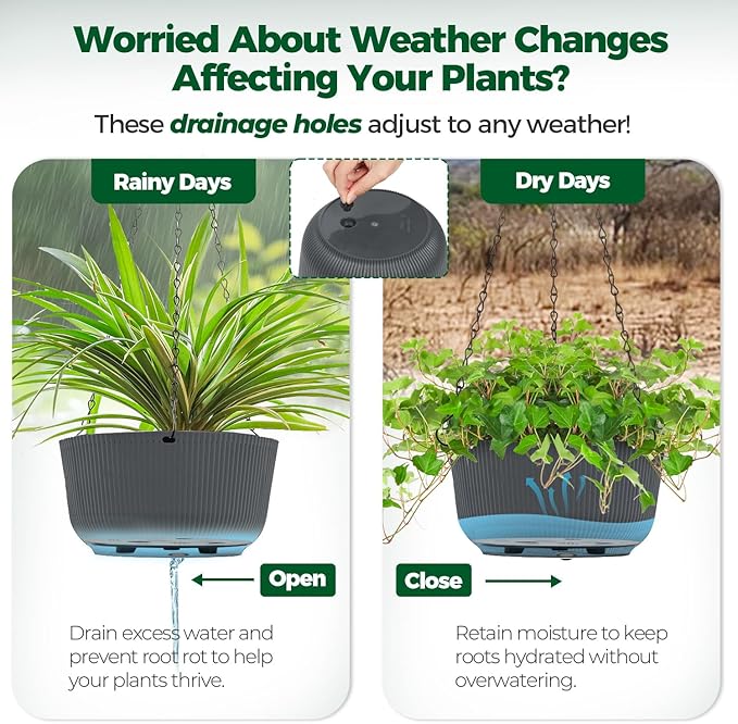 T4U 10 Inch Hanging Planters for Indoor Outdoor Plants, Hanging Plant Pot Pack - Image 5
