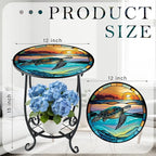 Outdoor Side Table Round Small Mosaic Patio Accent Indoor End Plant Coffee Tea - Image 3
