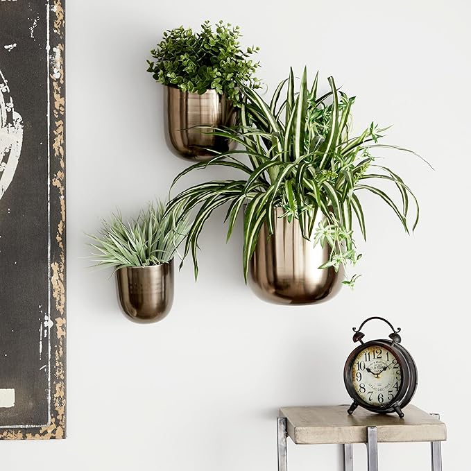 Deco 79 Metal Indoor Outdoor Wall Planter Indoor Outdoor Floating Hanging by Deco79