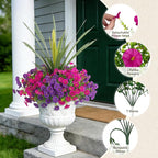 Artificial Flowers for Outdoors Fake Plants Outside, 12 Bundles Silk Morning - Image 3