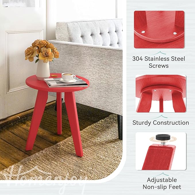 HDPS Outdoor Side Table, Small Round Side Table Weather-Resistant, Outdoor Side - Image 5