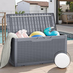 JUMMICO 100 Gallon Resin Deck Box, Waterproof Outdoor Storage Box - Image 7
