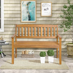 Tangkula Outdoor Acacia Wood Bench, 2-Person Garden Bench - Image 4