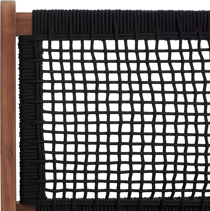 SAFAVIEH Outdoor Collection Kobina Natural Acacia Wood/Black Rope Foldable Bench - Image 15