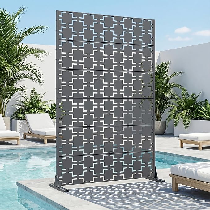 Casaphoria Metal Privacy Screen Outdoor, Darkgray-Square - Image 2