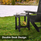 Double Adirondack Side Table Weather Resistant, Outdoor Rectangular End Table - Image 6
