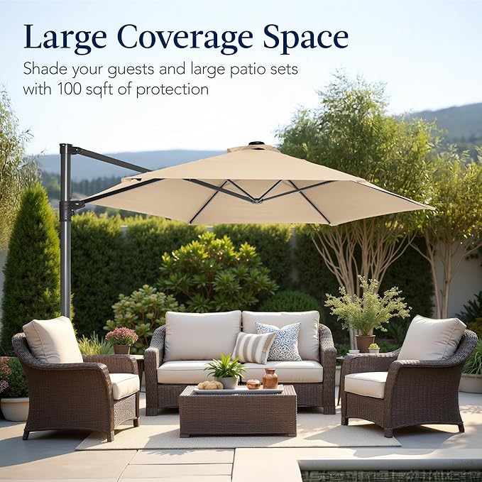 Best Choice Products 10ft Offset Cantilever Hanging Market Patio Umbrella - Image 4
