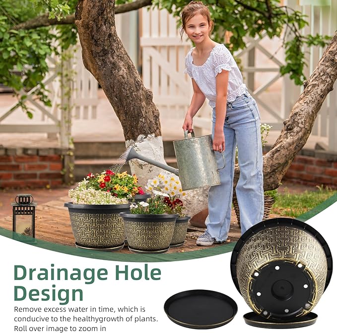 8 Inch Plant Pots, 4 Pack Flower Pot Outdoor - Image 4