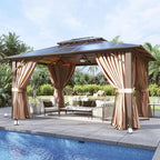 Aoxun 10'x12' Hardtop Gazebo, Aluminum Frame Permanent Pavilion - Image 2
