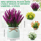 Cindeer 4 Pcs Large Artificial Potted Flowers Fake Potted Plants Plastic Faux - Image 2