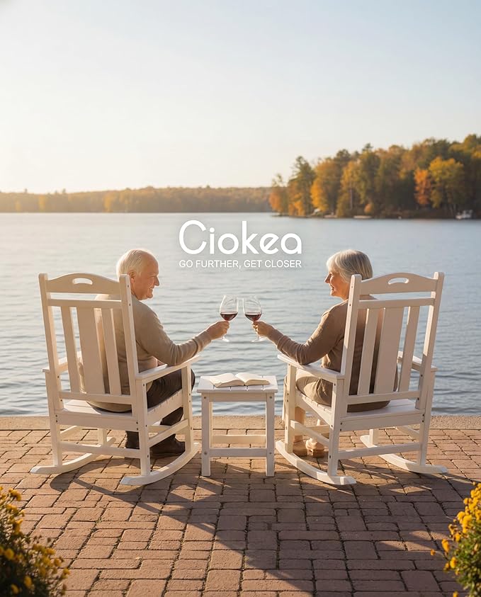 Ciokea Oversized Outdoor Rocking Chairs Set of 4, 380lbs Heavy-Duty Large Patio - Image 5