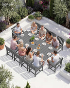 SERWALL 11-Piece Outdoor Dining Set, All Weather HDPE Outdoor Furniture Set - Image 7