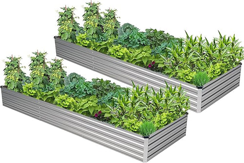 2PCS 10x3x1ft Galvanized Raised Garden Bed Kit, Galvanized Planter Raised by Easllre