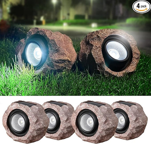 4 Pack Solar Rock Lights Outdoor, Angle Adjustable Solar Lights Outdoor by DGSCAK