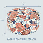 LVTXIII Indoor/Outdoor Extra Large Inflatable Ottoman Pouf D31 x H14 Inch - Image 3