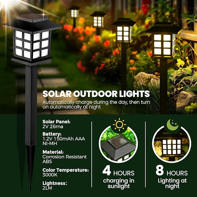 GIGALUMI Solar Outdoor Lights, 12 Pack LED Solar Lights Outdoor Waterproof - Image 3