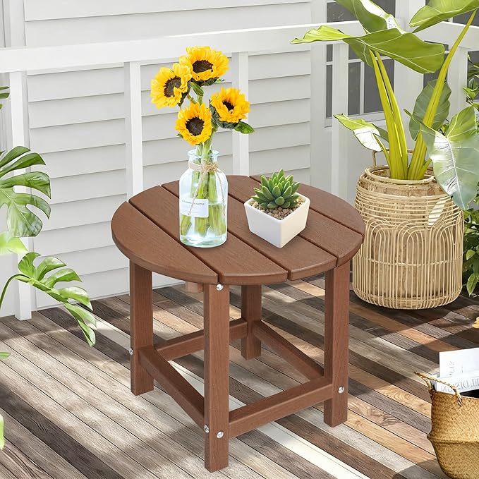 LZRS Round Adirondack Patio Side Table End Table, Outdoor Side Tables - Image 6