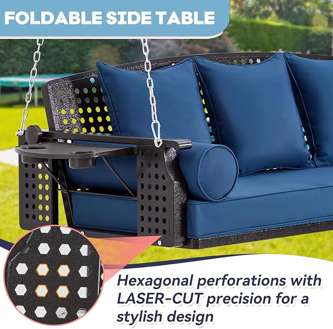 3 Seat Porch Swing, Patio Swing Bench - Image 5
