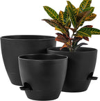 FaithLand 3-Pack Large Planter Pots, 12 10 9 Inch Self Watering Flower Pots by FaithLand