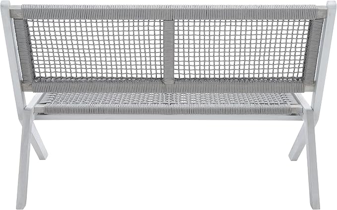 SAFAVIEH Outdoor Collection Kobina Grey Acacia Wood/Grey Rope Foldable Bench - Image 5