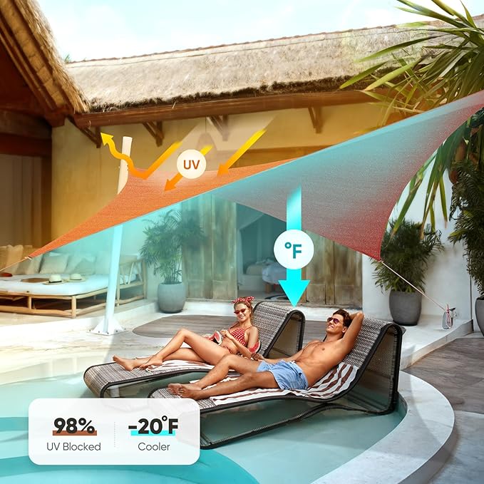 Quictent 20x16ft 185G HDPE Rectangle Sun Shade Sail Canopy 98% UV Block Outdoor - Image 3